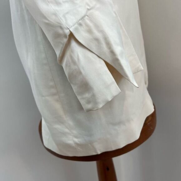 Zara Women’s XS Off White Draped Satin Wrap Blazer Dress Belted Long Sleeve Midi - Picture 3 of 15